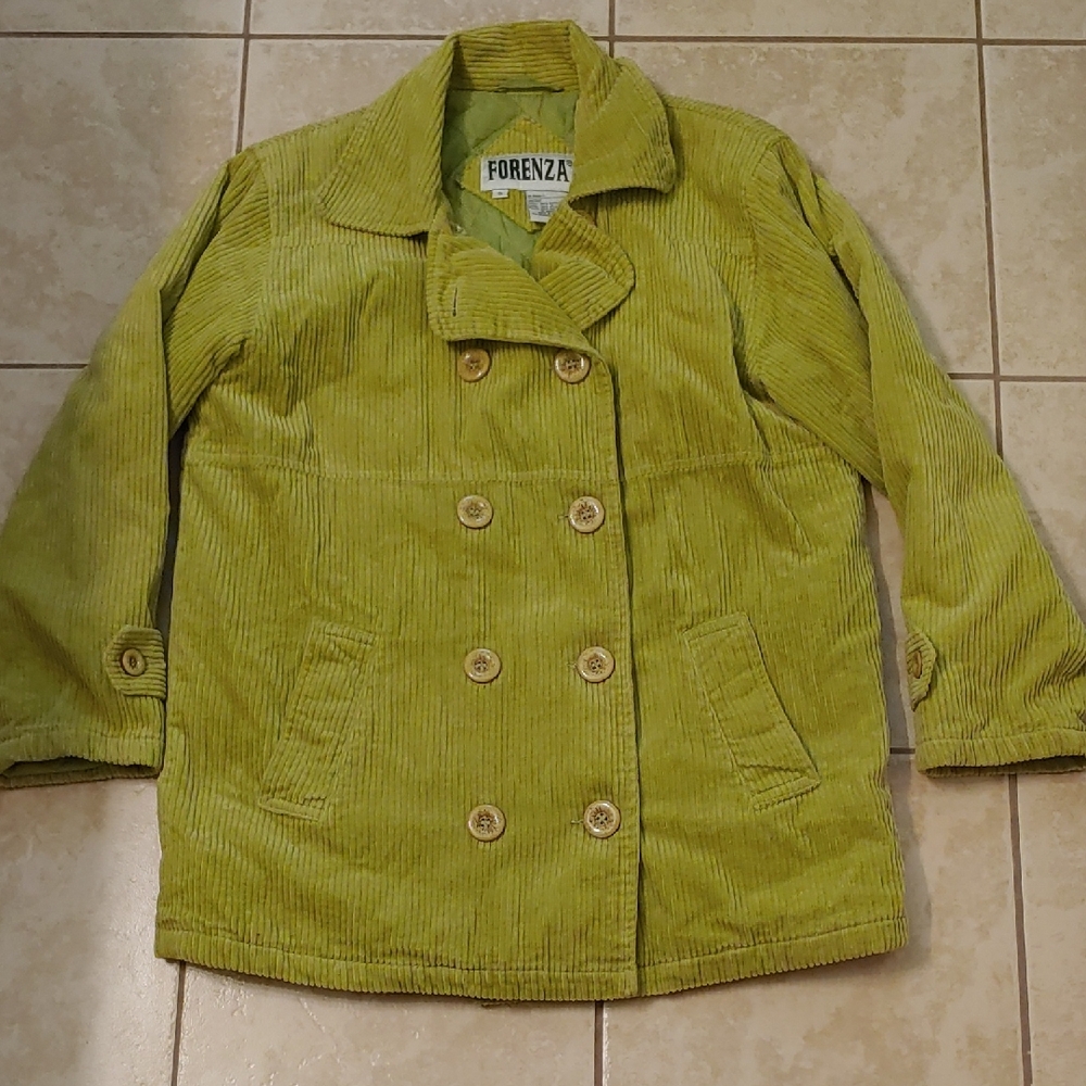 VTG Forenza Lime Green Corduroy Coat Unisex Size S